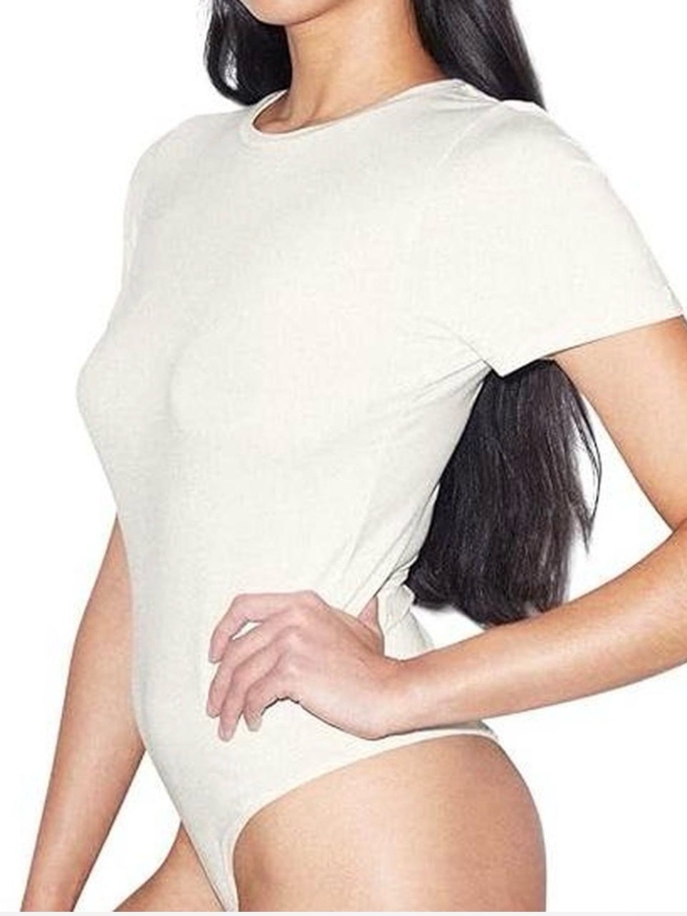 SKIMS Cotton Jersey T Shirt Bodysuit Ivory Short Sleeve Medium Minimalist